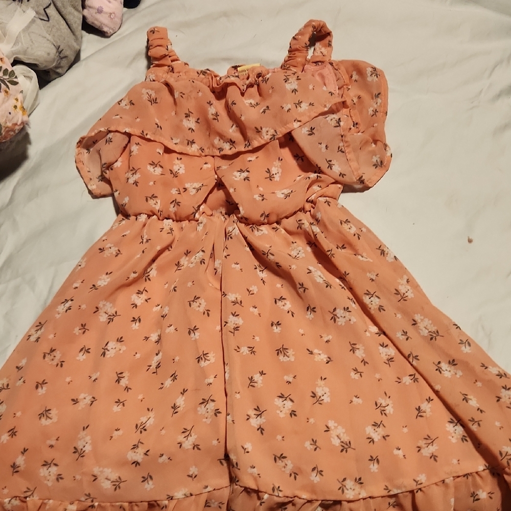 Charming Kids Floral Dress in Peach